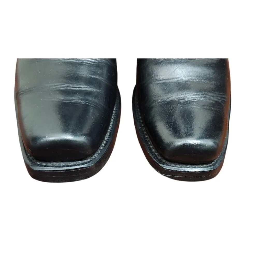 Texas USA Made Black Leather Western Harness Boots Eagle Detail Men’s 9